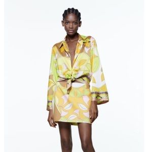 Zara Tied Print Blouse